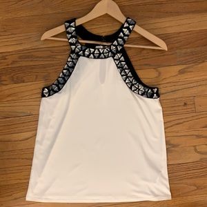 Express white tank with black beaded detail